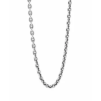 Обернутое среднее серебряное ожерелье-цепочка Azuki Azuki Bean из серебра 925 пробы с оксидированной отделкой, 50 см, в комплект входит фирменный чехол [Lion Heart] для мужчин