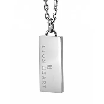 Обернутое трикотажное ожерелье с логотипом, хирургическая нержавеющая сталь, серебро с фирменным мешочком [Lion Heart] для мужчин