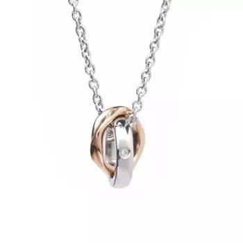 Обернутое волнообразное двойное кольцо 316L хирургическая нержавеющая сталь прозрачный металл аллерген индивидуальный чехол бренд [Lion Heart] ожерелье, сталь, цирконий, розовый, дружелюбный,