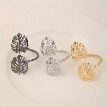 Обертка для салфеток, устойчивая к коррозии декоративная легкая салфетка с пряжкой в форме листа, кольцо для салфеток, товары для дома серебряный