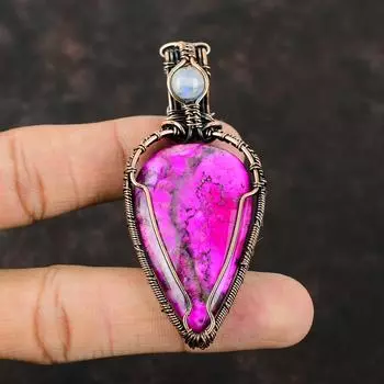 Обертка из проволоки Розовый Дендрит Опал Кулон Медная проволока Кулон Ручной Работы Медь Ювелирные Изделия Подарок Для Матери Драгоценный Камень Лунный Камень Ювелирные Изделия