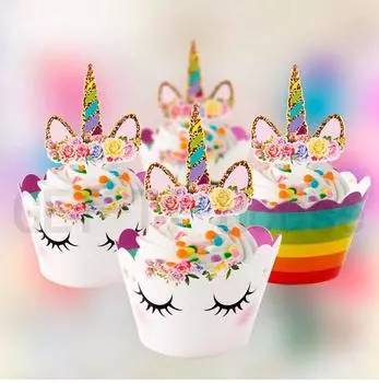 Обертки для кексов с мультяшной лошадью, топперы для детей, лучшее качество, принадлежности для дня рождения, свадьбы, детского душа P E