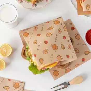 Обертки для сэндвичей, складные бытовые маслостойкие бумажные пакеты для приготовления в микроволновой печи, пищевые бумажные пакеты Chef Girl-50pcs