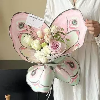 Оберточная бумага для букета в форме бабочки Ins, креативная упаковочная бумага для цветов, сделай сам, упаковочный материал для подарка на день рождения, день матери 10 pcs with s set