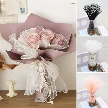 Оберточная бумага для цветов, гофрирование, декор из искусственного жемчуга, прозрачная сетка, сладкий цвет, букет цветов на день Святого Валентина, упаковка своими руками, украшение, бумажный флорист белый