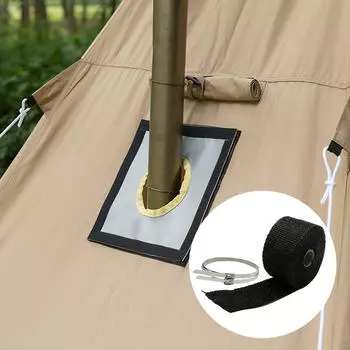 Оберточная лента для выхлопных коллекторов с 2 зажимами, огнестойкий рулон для наружного дымохода