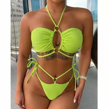 Обертывание Холтер Бикини Сексуальные Женщины Купальники Стринги Комплект Бикини Бандажный Купальник Женские Купальники Пляжная Одежда Купальный Костюм Biquinis