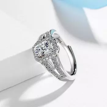 Обещание, классическое обручальное кольцо из стерлингового серебра 925 пробы AAA +, кольца с кубическим кристаллом для женщин, ювелирные изделия для подружки невесты, подвески принцессы Resizable