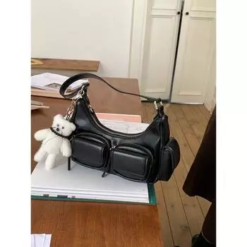 Obesity Homemade Bags Women s 2025 Spring/Summer New Arrival Special-Interest Design Casual Versatile Small Bag Pocket Satchel Shoulder Bag Black