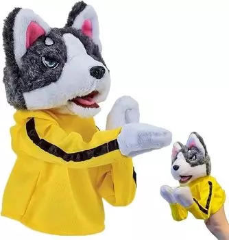 OBEST Kung Fu Puppet Husky Plush Animal Hand Puppet Toy Perchat Doll со звуком Boxing Action Funny Gift