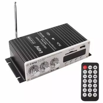 OBEST Усилитель мощности Компактный аудиоусилитель Стереоусилитель Карта воспроизведения Цифровой дисплей с пультом дистанционного управления Совместимость с 12 В Bluetooth5.0 Hi-Fi