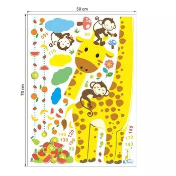 Обезьяна Жираф Дети Высота Животное Наклейка Декор Наклейка На Стену Диаграмма Измерения Роста