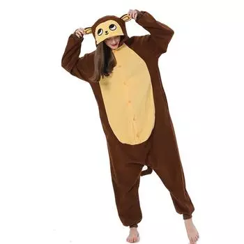 Обезьянка Кигуруми Аниме Onesie Мультфильм Пижама Для Взрослых Женщин Вечеринка Ночная Одежда Цельный Рождествено Хэллоуин Домашняя Одежда Подарок Другу M