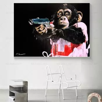 Обезьяны Старого Света, холст, живопись, поп-арт, граффити, настенные художественные постеры и принты, убийственные картинки для декора гостиной, Куадрос 21cm30cm NoFrame