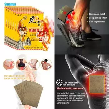 Обезболивающие пластыри Tiger Blam для шеи, спины, шейного отдела коленных суставов, облегчение боли в мышцах, китайский травяной пластырь