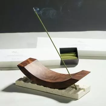 Objet by Kundal Serenite Perfumery Incense 60g & Walnut Wood Holder Set, Korean cosmetics with good fragrance