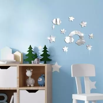 Облака и звезды зеркальные акриловые трехмерные настенные наклейки креативные декоративные настенные наклейки для детского сада