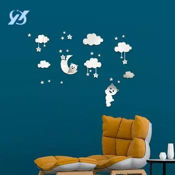 Облако трехмерные 3D наклейки на стену спальня планировка комнаты гостиная украшения наклейки ТВ фон стены теплые наклейки