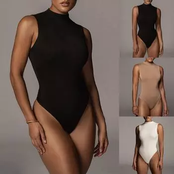 Облегающая хлопковая футболка без рукавов, рубашка с высоким воротником, топы, рубашки