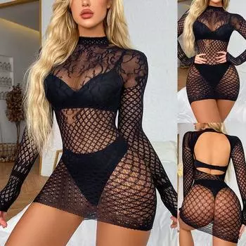 Облегающее платье Ажурное боди Сетчатая пижама с открытой спиной