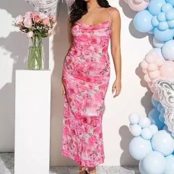 Облегающее платье-комбинация стретч Платье-комбинация для беременных Удобное платье-комбинация One Step S розовый