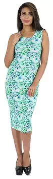 Облегающее платье миди с принтом Bimba для женщин Повседневное вискозное джерси без рукавов L зелёный
