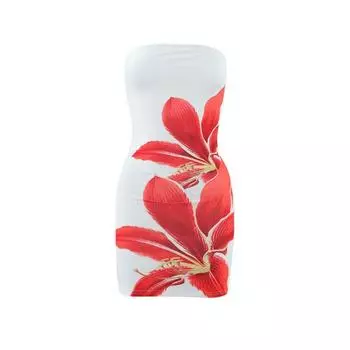 Облегающее платье с тонким цветочным принтом, открытыми плечами, без рукавов, с открытой спиной, элегантное платье, женское платье-бодикон, длинное платье-бандо для вечеринки, клуба S