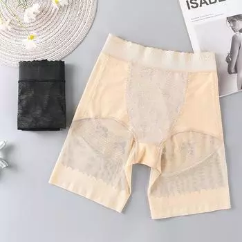 Облегающие дышащие сетчатые трусики из бесследной ткани с высокой талией и подъемом бедер из кружева и пластика L