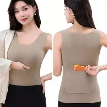 Облегающий бесшовный терможилет, пуловер, шерстяная теплая майка, экзотермическая подкладка L чёрный