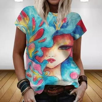 Облегающий свободный свитер с круглым вырезом и короткими рукавами, белый с принтом и городским принтом S