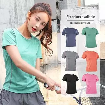 Облегающий топ для йоги Juyitang Cationic с короткими рукавами S темно-серого