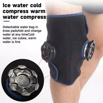 Облегчение боли наколенник Холодный компресс Терапия Мягкая эластичная удобная посадка Регулируемая герметичность Многоразовый бандаж для защиты колена чёрный