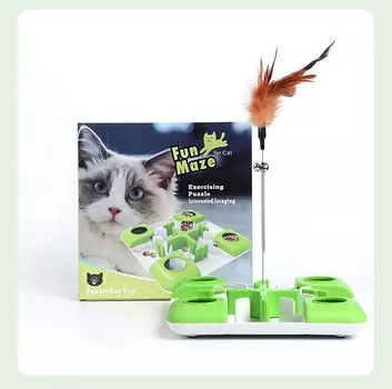 Облегчение скуки у кошек Медленная еда Лабиринт Поиск еды Домашняя собака Кошка Игрушка Мяч Пружина Перо Палочка Игрушка для кошек Отсутствие физических упражнений Устранение стресса Развивающая игрушка зелёный