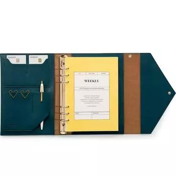 Обложка для ежедневника Funny Made с 6 отверстиями, набор А5, темно-зеленый, 1 комплект