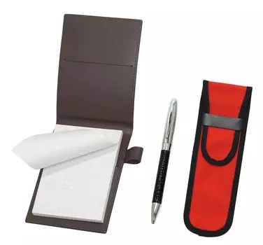 Обложка для мини-блокнота из переработанной коровьей кожи коричневого цвета с тканевым пеналом красного цвета с оберткой из натуральной кожи, вращающаяся шариковая ручка, набор для директора, черный цвет