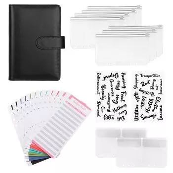 Обложка для планировщика счетов из искусственной кожи A6, обложка для наличных, карманы для переплета бюджета