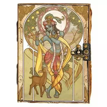 Обложка Rexine, печатный дневник Шри Кришны, винтажный дневник со старыми страницами для личного и офисного использования (7 х 5 дюймов, многоцветный) 7 x 5 in разноцветный