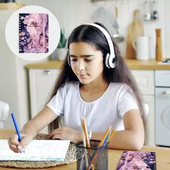 Обложка с цветочным принтом, блокнот, планировщик на неделю, на месяц, дизайн с эластичной лентой, формат А5 B