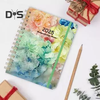 Обложка с цветочным принтом Планировщик на неделю, на месяц Планировщик на резинке Формат А5 Повестка дня Офисные принадлежности B