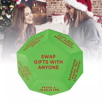 Обмен подарками в игральных костях Санта-Клауса. Игра в игральные кости с 12 разными гранями. Игра в групповую игру для обмена подарками на рождественскую вечеринку. 1pc