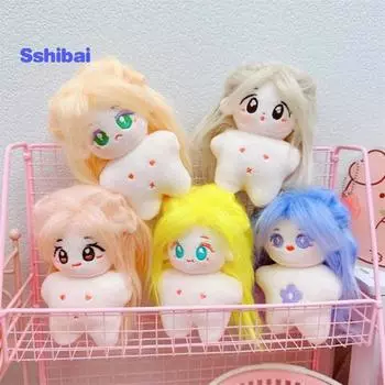 Обнаженная хлопковая кукла 10 см, разноцветные волосы, прически своими руками, мягкая фигурка для девочек из аниме персиковый