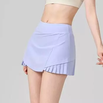 Обнаженная юбка для гольфа и тенниса, спортивная плиссированная юбка для бега, имитация двухкомпонентной юбки для йоги с карманами, препятствующей образованию пустот XS белый
