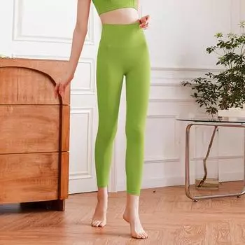 Обнаженные штаны для йоги без смущения, женские брюки с высокой талией для подъема бедер, бега, шлифования, фитнеса S чёрный