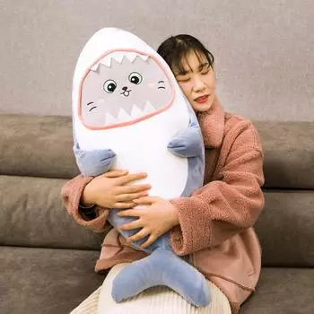 Обнимаемая акула плюшевая игрушка детская подушка для сна компаньон в путешествии игрушка в подарок милая мягкая игрушка рыба для детей 28cm