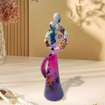 Обнимающаяся пара, абстрактная статуэтка, украшение ко Дню святого Валентина, коллекционная скульптура из смолы для дома Purple Pink