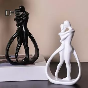 Обнимающаяся пара, статуэтка, обнимающая мужчин и женщин, статуэтка из смолы, скульптура для дома, офиса, свадьбы, вечеринки, юбилея, украшения для рабочего стола, орнамент серый