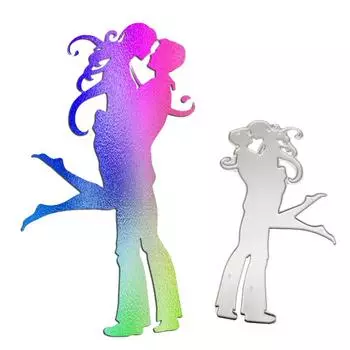 Обнимающиеся пары. Шаблоны дизайна. Скрапбукинг. Ремесло. Умирание. 3D DIY. Изготовление фестивальных карточек. серебряный