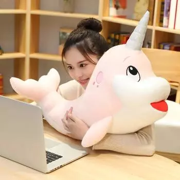 Обнимающийся милый бирюзовый нарвал, плюшевая игрушка-кит, плюшевая игрушка, рыба, детские куклы для детей, подарки на день рождения, Рождество 70CM