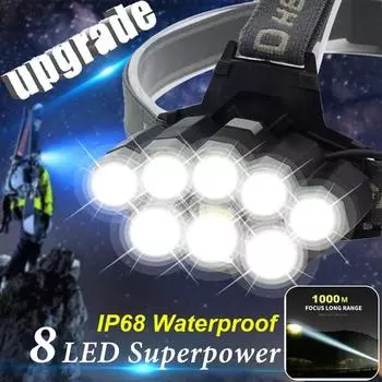 ОБНОВЛЕНИЕ 1000 м дальний свет налобный фонарь USB перезаряжаемый налобный фонарь супер яркий светодиодный налобный фонарь фонарик налобный фонарь аккумулятор 18650