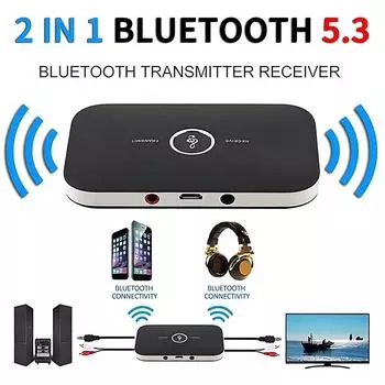Обновление B6 2 в 1 Bluetooth 5.3 аудио приемник передатчик 3,5 мм AUX+RCA 600 мАч аккумулятор беспроводной адаптер для автомобиля ПК ТВ наушники